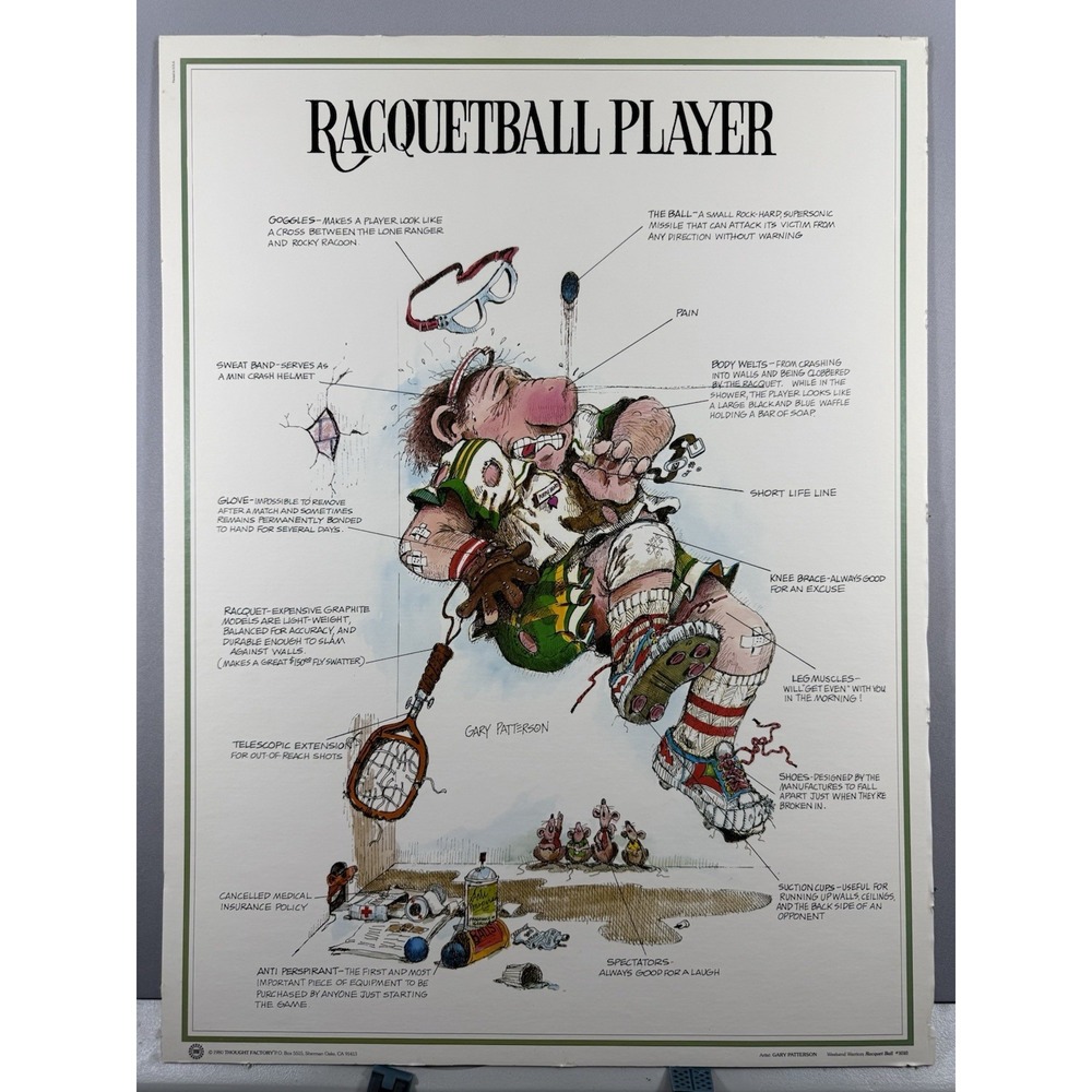 Vintage 1980 Gary Patterson Weekend Warriors Racquet Ball Poster #1010 18x24